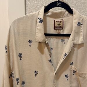 Tommy Bahama 100% silk Beige Palm Print Men's Shirt